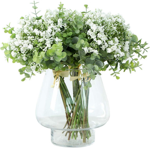 Artificial Flowers Eucalyptus Leaf Babys Breath Gypsophila Bouquets Wedding Party Home Decor,Pack of 1(White)...