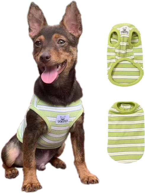YQYS Dog Shirts Multi-color Striped Cotton Vest for Small Dogs and Cats Puppy Clothes Teacup Dog Clothing Tank Top for Chihuahua Miniature Pinsche...