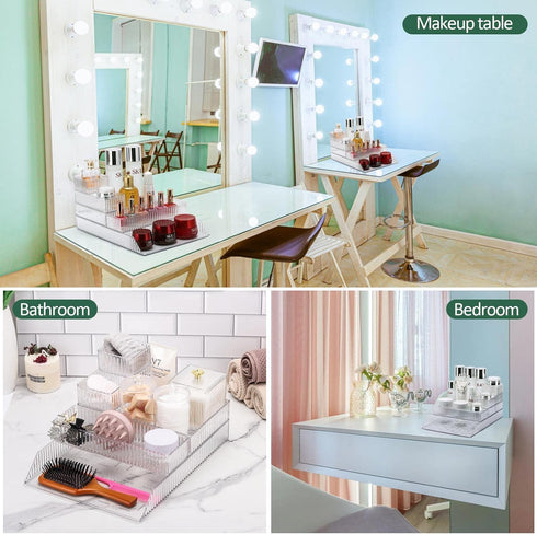 acDesign 5-Piece Stackable Clear Drawer Organizer Set, 5-Size Vanity Drawer Organizers, Plastic Desk Drawer Organizer Trays for Bedroom, Kitchen, ...