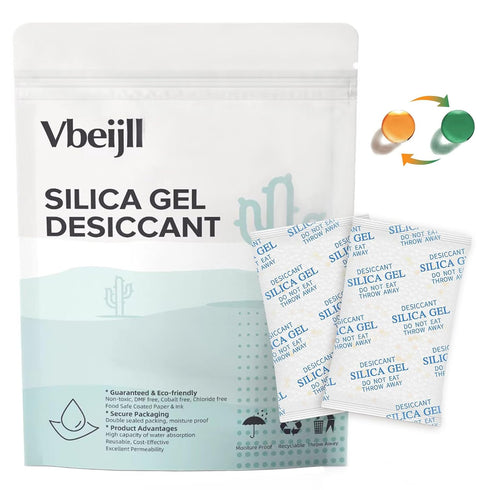 Premium 20 Gram 20 Pcs Desiccant Silica Gel Packets with Color Indicating - Rechargeable Moisture Absorbers for Food Grade Silica Packets for Food...
