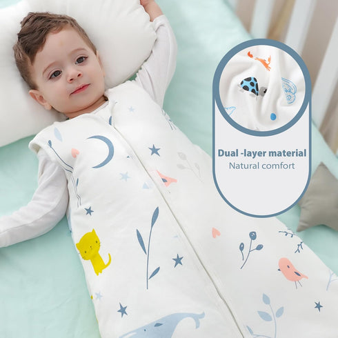 Mosebears Sleep Sack Baby Winter Wearable Blanket with 2-Way Zipper,2.5 TOG Cotton Sleep Sack Unisex (White Animal, 0-6 Months)...