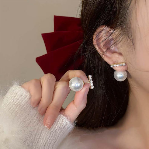 Boho Pearl Ear Jackets Earrings Gold Pearl Stud Earrings Vintage Pearl Front Back Earrings Double Side Pearl Earrings Jewelry for Women...