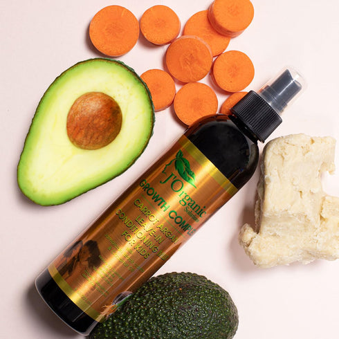 J'Organic Solutions Kids Carrot & Argan Leave-In Detangler with Jamaican Black Castor & Coconut Oils, detangler for curly hair, Revitalize & Susta...