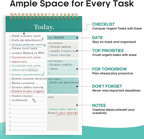 To Do List Pad - To Do List Notebook for Work with 52 Sheets, Undated Daily Planner Perfect for Daily Tasks and Goal Setting, To Do List Notepad S...