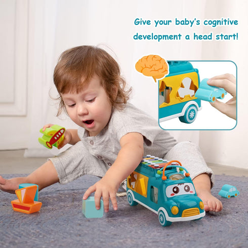 TOY Life Baby Toys 12-18 Months Baby Xylophone Toys Kids Xylophone Baby Toys 6 to 12 18 Months Toys Musical Instruments with Shape Sorter & Buildi...