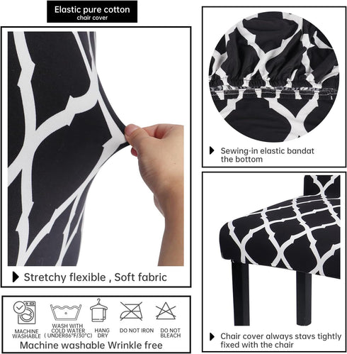 YIMEIS Dining Room Chair Covers Set of 2, Washable Kitchen Seat Protector, Removable Printed Stretchable Parsons Chair Slipcover for Room, Office,...