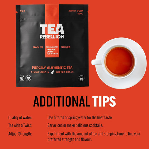 Tea Rebellion 25g Kumari Gold Made from loose leaf tea with Pure and Authentic Organic Black Tea, High Mountain Tea with One Leaf and Bud, Healthy...