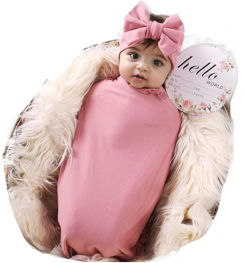 Galabloomer Newborn Swaddle Blanket with Headband Set Baby Girl Receiving Blanket...