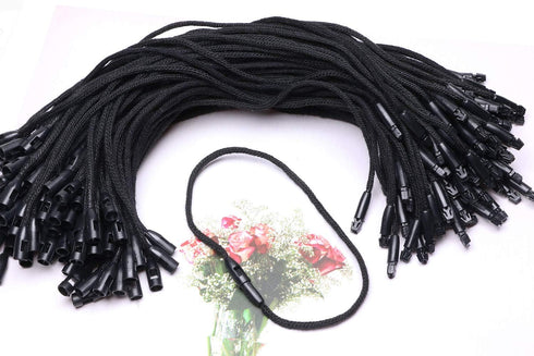 Tupalizy Black Cotton Gift Clothing Price Tag String Hanging Rope Snap Lock Pin Loop Fastener Hook Ties for Luggage Label Attachment,7.5 Inch, 100...