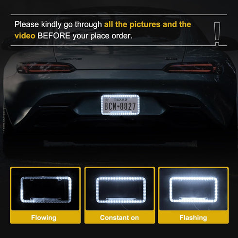 12 V 54 LED Color Light License Plate Frame Acrylic Plastic License Plate Cover-White...