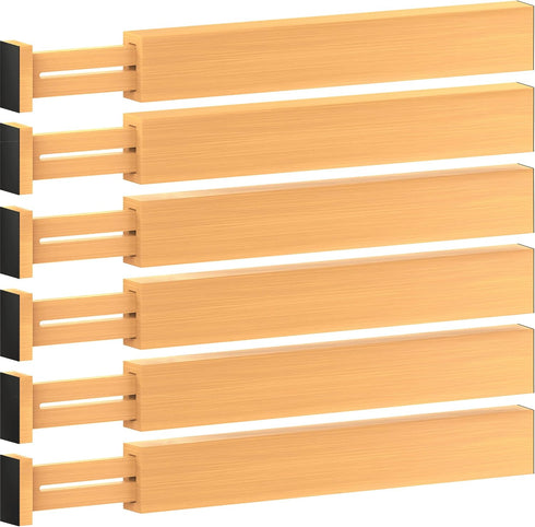 Large Kitchen Drawer Organizer - Expandable Bamboo Drawer Dividers (17" - 21.5") - Adjustable Separators for Kitchen, Clothes, Dresser, Bedroom, B...