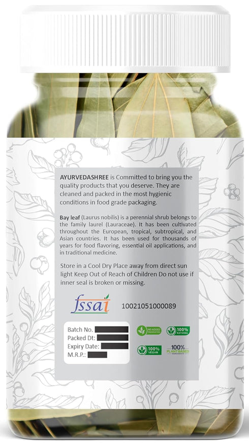 AYURVEDASHREE Bay Leaf (Leaves) Whole Spice Hand Selected Extra Large 25gm PET Jar | All Natural | NON-GMO | Vegan | Indian Origin (Tej Patta)...