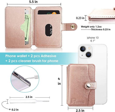 Phone Wallet Stick on,Credit Card Holder for Cell Phone,Leather Minimalist Wallet for Back of Most Smart Phone (Pink)...