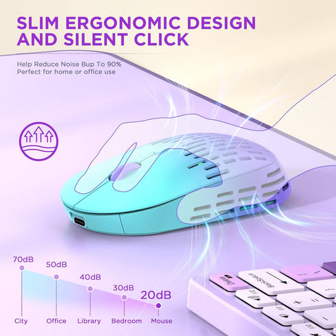 Bluetooth Wireless Mouse, Dual Mode Rechargeable Silent Computer Mice with 2.4G Type C Receiver, USB C Mouse for MacBook, Laptop, Surface Pro, Chr...