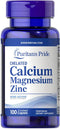 Puritan's Pride Chelated Calcium Magnesium Zinc Caplets, 100 Count...