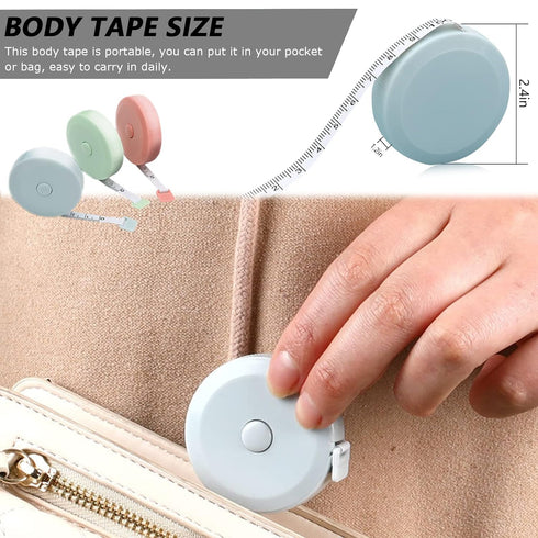Mini Retractable Tape Measure(6 Packs) + Soft Fabric Sewing Ruler(2 Pieces), Flexible, Pocket Size, Dual Sided, 150CM Tailor Measuring Tapes for B...