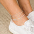 Tewiky Dainty Silver Ankle Bracelets for Women Waterproof, S925 Sterling Silver Anklets Layered Cuban Chain Herringbone Beaded Blocks Anklets Set ...