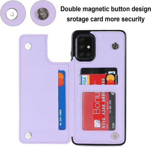 Asuwish Phone Case for Samsung Galaxy A71 5G Wallet Cover with Tempered Glass Screen Protector and Leather RFID Credit Card Holder Stand Slot Rugg...