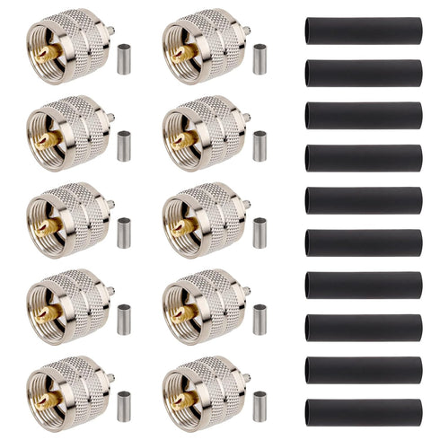 PL-259 Male Crimp Connector,UHF SO239 Crimp Coax Connector for RG316 RG174 Coaxial Cable (Pack of 10)...