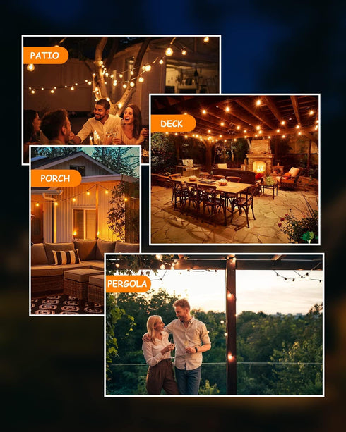Svater Outdoor String Lights LED 25 FT, Patio Globe Lights with 12+1 Plastic G40 Bulbs, Waterproof Dimmable Hanging Light for Outside Backyard Bis...