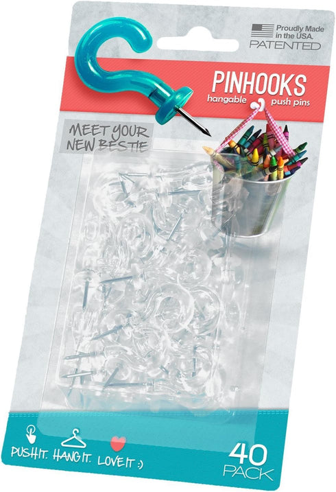 Push Pin Wall Hook - Klear Kindness (Transparent) - 40-Count...