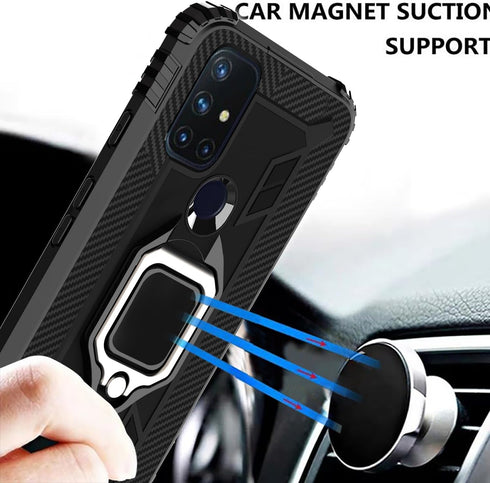 Asuwish Phone Case for OnePlus Nord N10 5G with Screen Protector Cover and Slim Ring Holder Stand Hard Hybrid Rugged Cell Mobile Accessories One P...