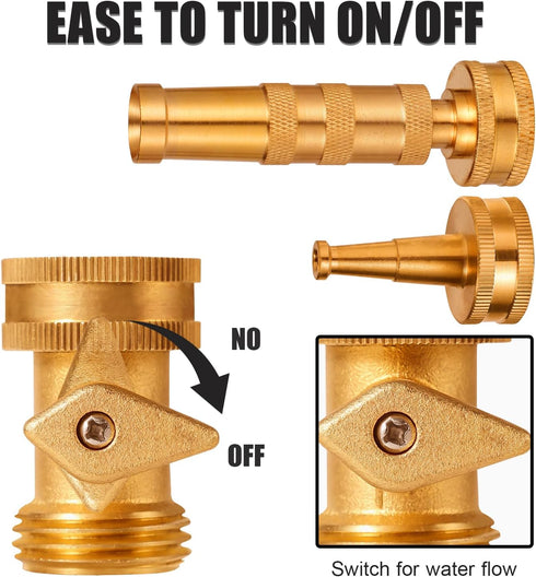 High Pressure Hose Nozzle with Hose Shutoff Valve, Adjustable Hose Nozzle for Garden Sprayer Power Washer Nozzle with Hose Shutoff Valves 3/4 Inch...