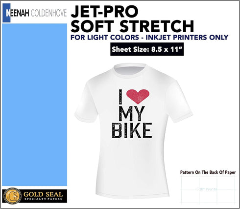 Neenah JET-PRO SofStretch Heat Transfer Papers, 8.5" x 11", 10 Sheet Pack...