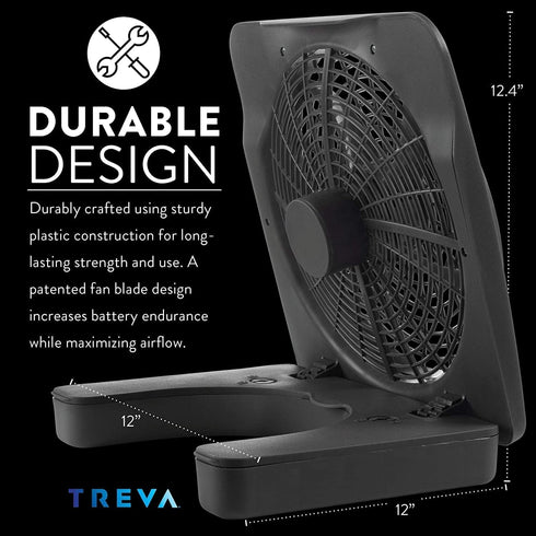 O2COOL Treva 10-Inch Portable Desktop Air Circulation Battery Fan, 2 Speed, Compact Folding & Tilt Design, with AC Adapter (Graphite)...