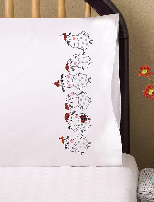 Design Works Crafts Christmas Sheep Stamped for Embroidery Pillowcases......