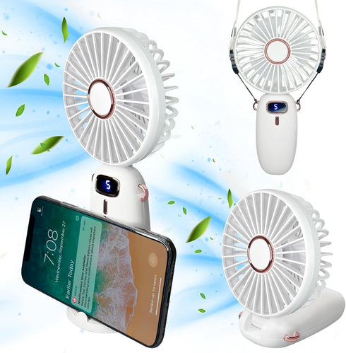 Portable Fan, Personal Fan, 5-IN-1 Handheld Mini Fan, USB Rechargeable Fan, 3000mAh Battery with 5 Speed, Portable Travel Fan for Women Men Home O...