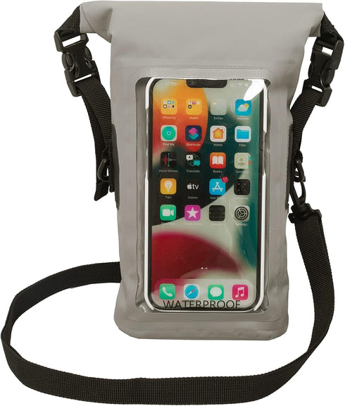 geckobrands Waterproof Phone Tote with 2L Dry Bag and Adjustable Strap – Protect Your Phone and Valuables While on The Go Grey...