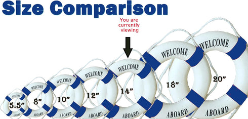 MorroMorn Lifebuoy Wall Hanging Decor - Welcome Aboard Mediterranean Style Home Decoration (Navy, 14")...
