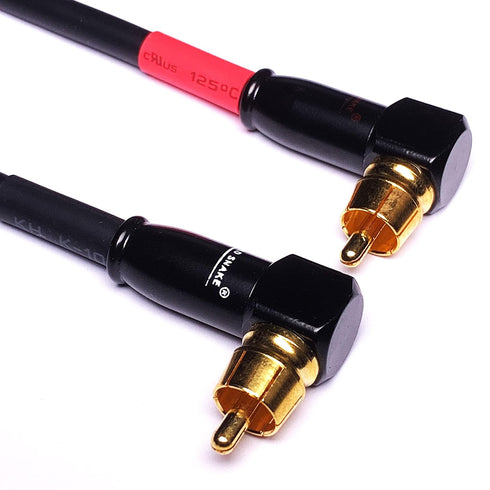 CESS-137-1f Right Angle RCA Preamp Jumpers Male to Male Patch Cable, 2 Pack (1 Foot)...