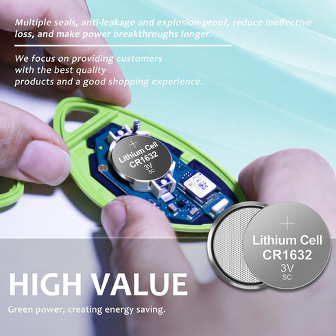 PKCELL CR1632 Battery 3V Lithium Button Coin Cell for Key Fob(30 Counts)...