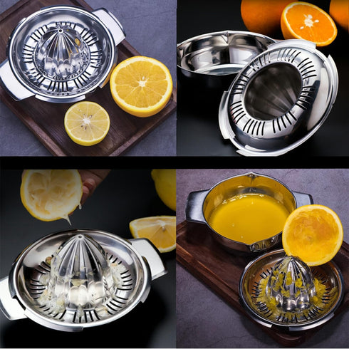 Citrus Lemon Orange Grapefruit Juicer Manual Squeezer 304 Stainless Steel Robust Hand Juicer Reamer Rotation Press with Strainer?10oz Bowl, 2 Pour...