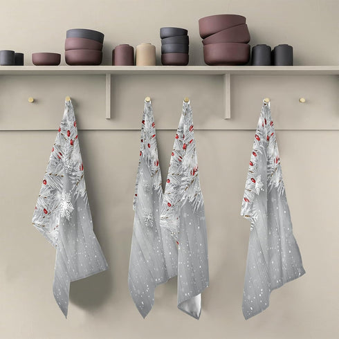 ALAZA Silver Christmas Tree Snowflake Decorative Kitchen Dish Towels 1 Piece,Soft and Absorbent Kitchen Hand Towels Home Cleaning Towels Dishcloth...