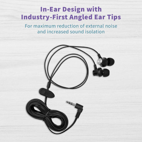 WordSleuth in-Ear Transcription 3.5mm Earbud Headset, Noise Reduction, Antimicrobial, Angled Silicone Ear Tips, Ultra Comfort & Clarity, 10-foot c...