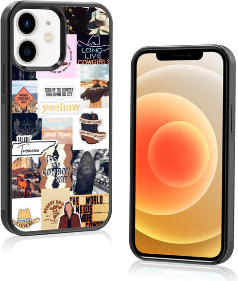 Western Country Music Artist Collage Phone Case Fit for iPhone 12 Mini — TPU Shockproof iphone Case Cowboy Boots Hat Phone Cover Gift for Boy Girl...