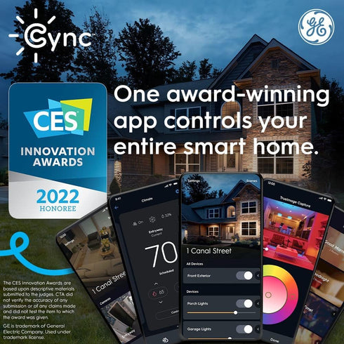 GE CYNC Smart LED Light Bulbs, Tunable White, Bluetooth and Wi-Fi, Works with Alexa and Google, BR30 Indoor Floodlights (2 Pack)...