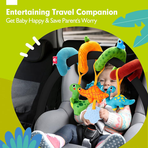 hahaland Car Seat Toys for Babies 0-6 Months Boy - Baby Toys 0-6 Months - Rattle, Mirror, Crinkle, Squeaky, Developmental Carseat Stroller Travel ...