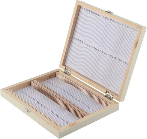 Acogedor Microscope Slides Storage Box, 100-Places Wooden Slide Storage Box with Lock Storage, Wooden Box for Microscope Slides, Lab Glass Prepare...
