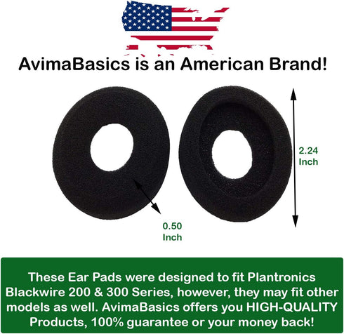 88225-01 Spare Ear Pads by AvimaBasics | Premium Foam Earpads Cushion Compatible with Plantronics Blackwire C210, C220, C310, C310M, C320, C320M, ...