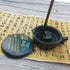 Multifunctional Chinese Calligraphy Handmade Porcelain Ink Well Dish Ceramic Inkslab Inkstone with Brush Holder for Beginners Paintings Writings D...