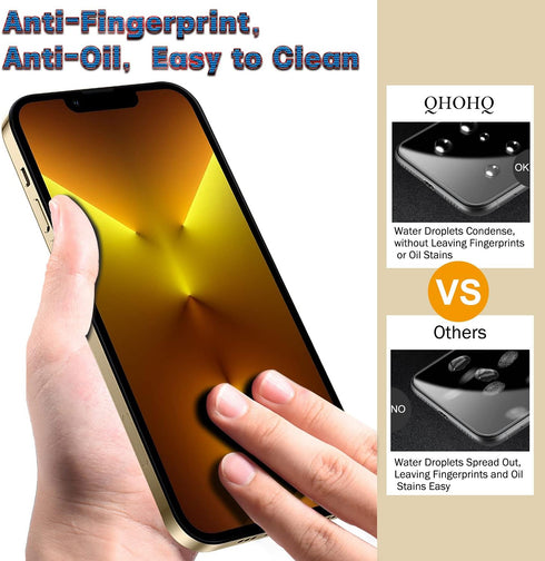 QHOHQ 3 Pack Screen Protector for iPhone 13 Pro 6.1 Inch with 3 Pack Tempered Glass Camera Lens Protector, Ultra HD, 9H Hardness, Scratch Resistan...