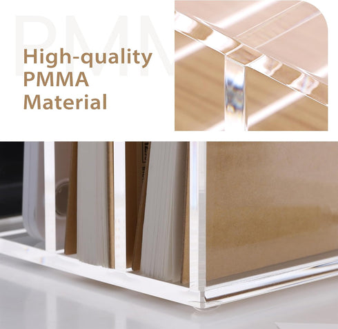 SANRUI Acrylic File Mail Desktop Organizer Sorters,3 Compartments Laddered Clear Desk Letter Organizer Office Document Sorter,Multifunction Envelo...