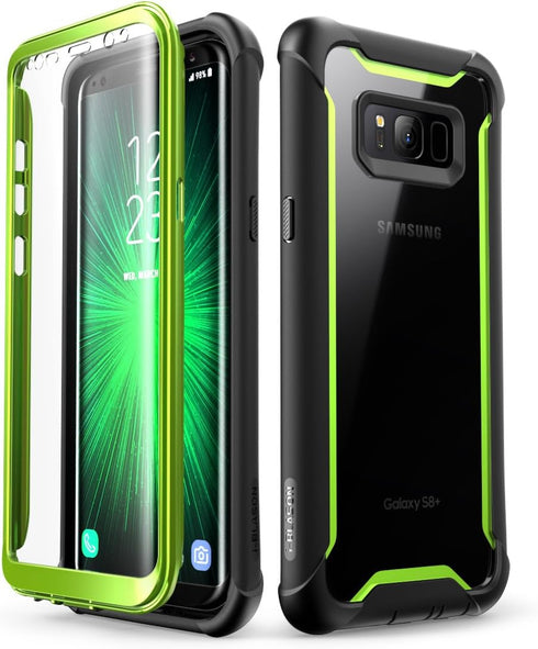 i-Blason Ares Full-Body Rugged Clear Bumper Case with Built-in Screen Protector for Samsung Galaxy S8+ Plus 2017 Release, Black/Green...