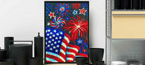 DIY 4 Th of July Diamond Painting Kits For Adults Patriotic,Diamond Art by Number Kit Celebrate American Flag Crystal Embroidery Beginner Arts Ful...