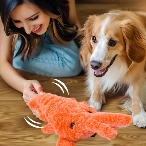 Palksky Wiggly Lobster Dog Toy, Funny Lobby Interactive Dog Toys Lobster, Floppy Lobster Pet Squeak Toys, USB-Rechargeable Action Moving Dog Toy, ...