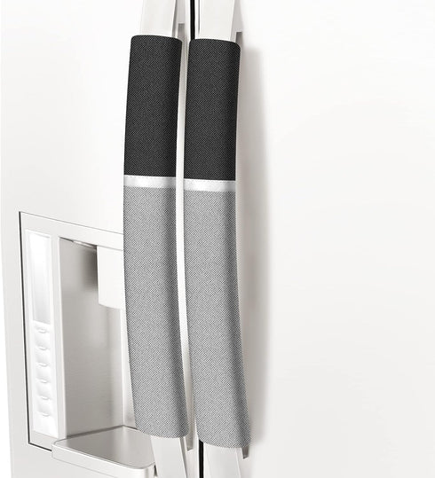 ELCOOR Refrigerator Handle Covers, 2PCS, Safeguard Your Kitchen and Appliances and Keep Them Clear of Grease, Stains etc. Upgrade Your Kitchen Decor with Original Design,Timesaver!(Gray/Black)